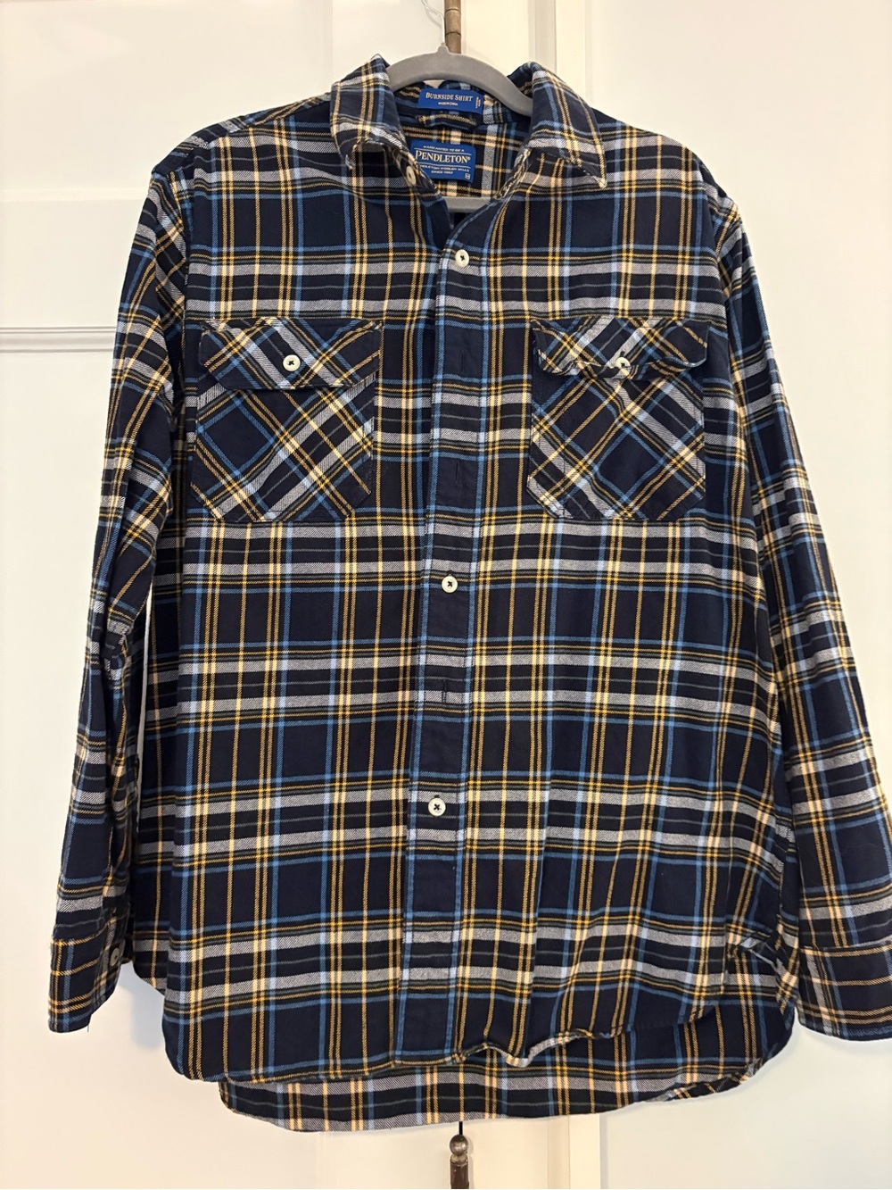 Pendleton Navy, Yellow & Light Blue Plaid Burnside Shirt